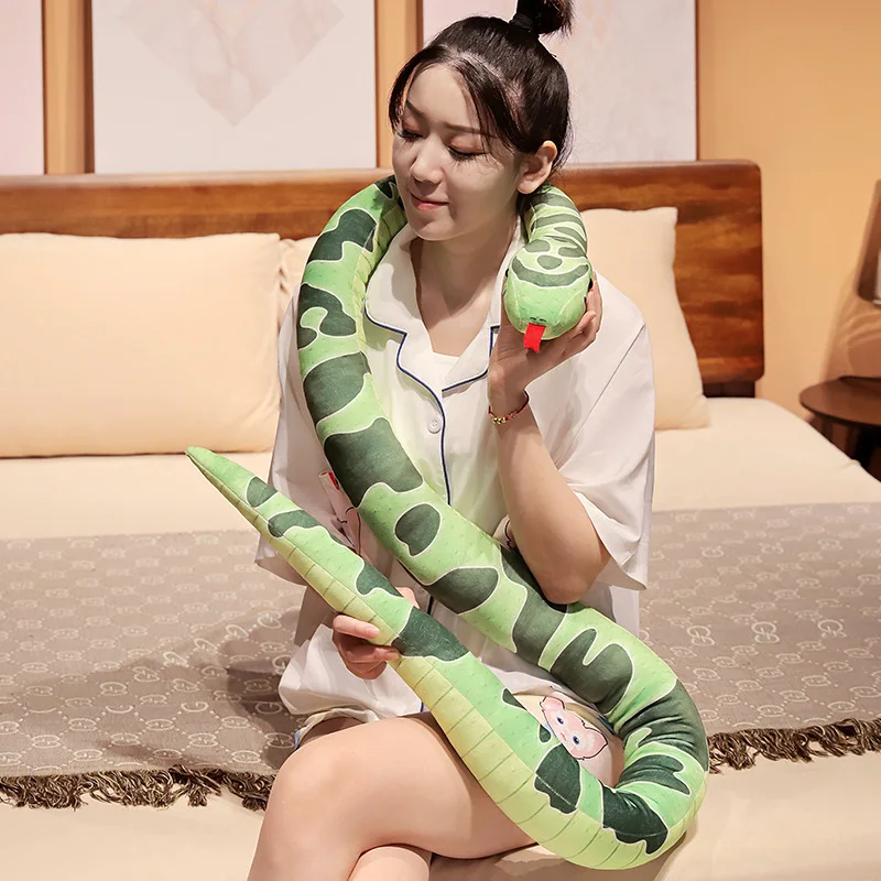 110/190cm Cartoon Python Plush Toys Stuffed Animal Realitisc Snake Long Pillow Huge Halloween Decor Boys Funny Gifts