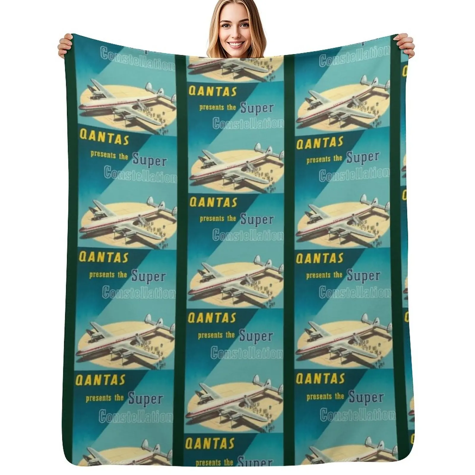 

1951 Qantas Constellation Throw Blanket Travel Decorative Sofa Furrys Kid'S Blankets