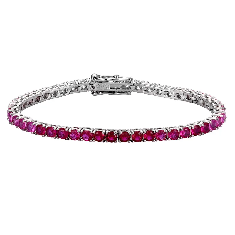 3mm Gradient Red Tennis Bracelet For Women 925 Sterling Silver Cubic Zirconia Diamond Bracelet Wedding Jewelry New Trendy Style
