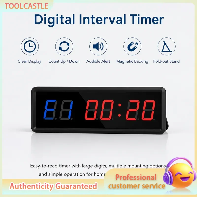 1.5 Inch Digital Countdown Timer Stopwatch with Remote LED Interval Clock for Home Gym Fitness Crossfit Training Equipment