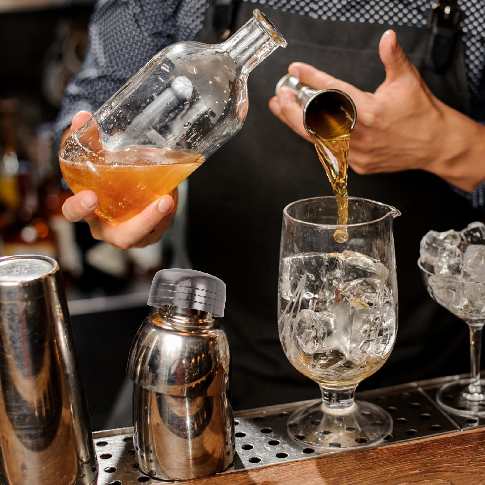 

2pcs Stainless Steel Shaker Cup Lid Anti-Splash Reusable Replacement For Cocktail Juice Wine Tumbler Bar Supply Covers