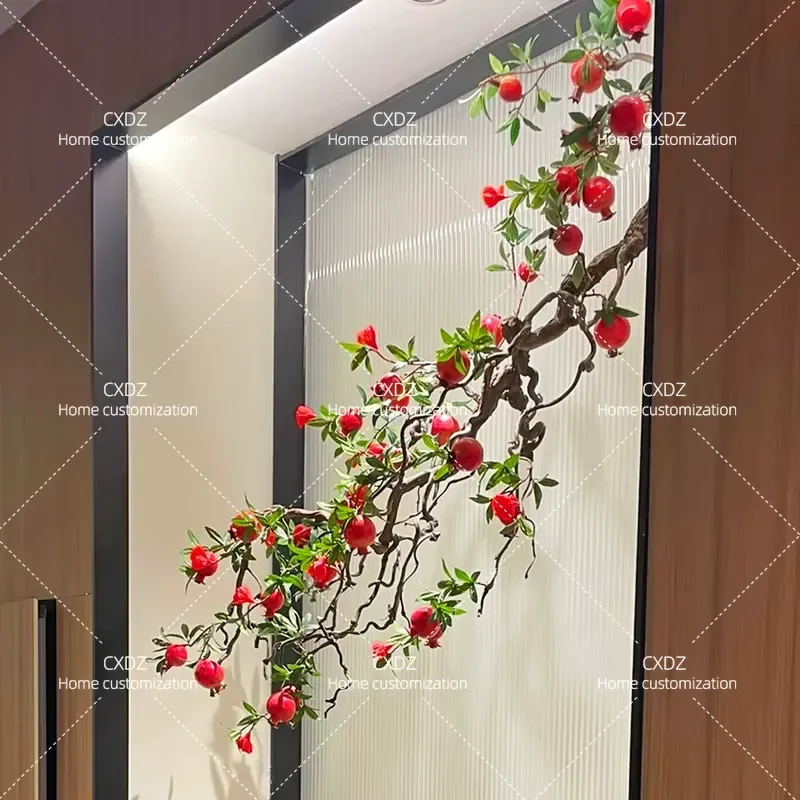 Hanging pomegranate tree dead branches floral landscape zen hanging fake trunk tea room window dining villa interior