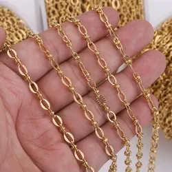 1 Meter Width 5 Stainless Steel Plated Gold Curb Oval Handmade Chain Roll Cuban Chains for DIY Necklace Jewelry Making Supplies