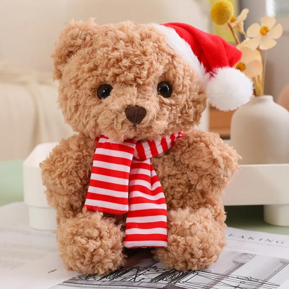 

Hat Christmas Bear Plush Toy Dress Up Fluffy Scarf Bear Kawaii Plush Toys Cartoon Soft Bear Stuffed Doll Party Supplies