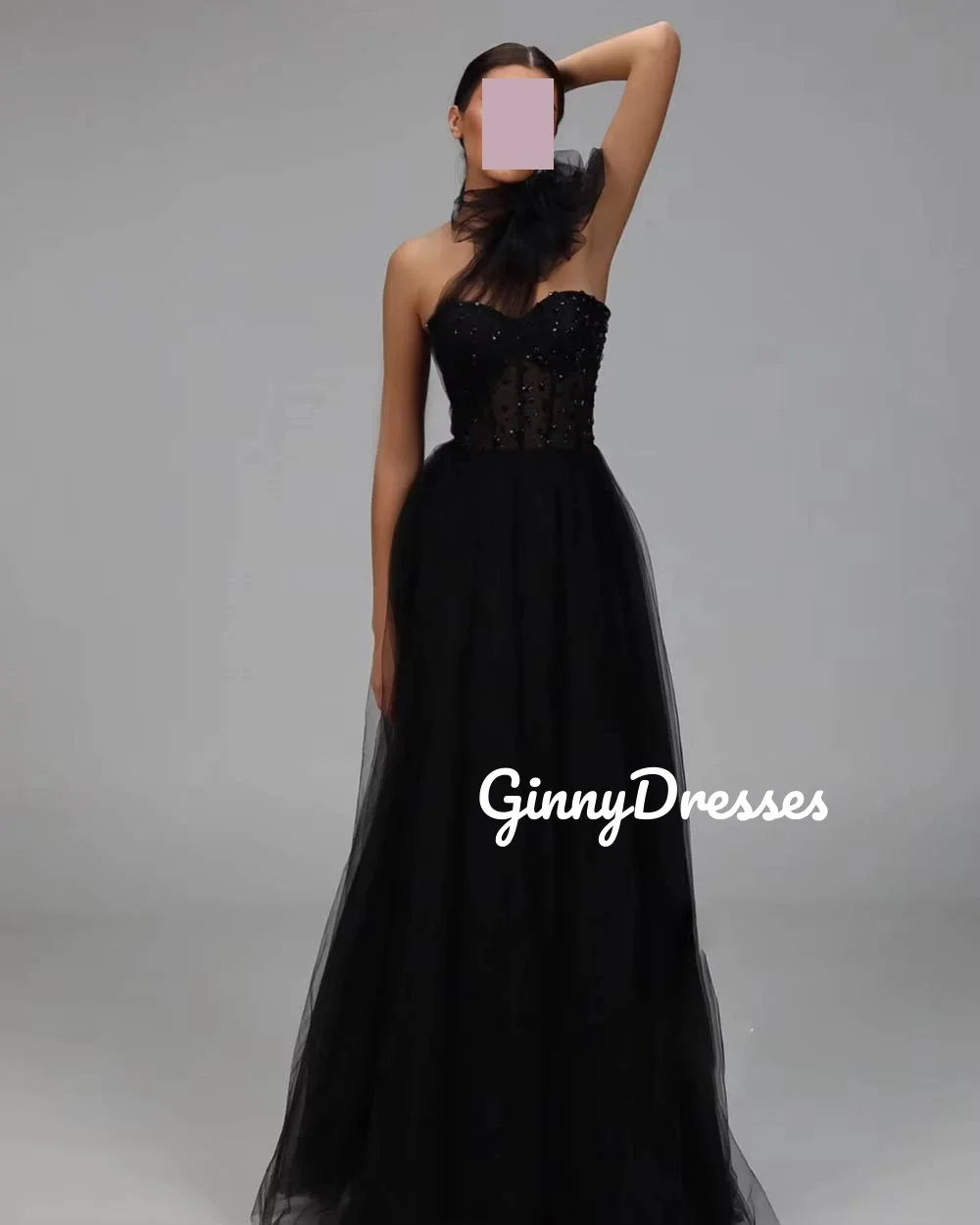 فستان سهرة مخصص على شكل حرف a مطرز بالخرز فساتين بطول الأرض للمناسبات الخاصة بسحاب بدون أكمام فيستدوس دي فييستا #3