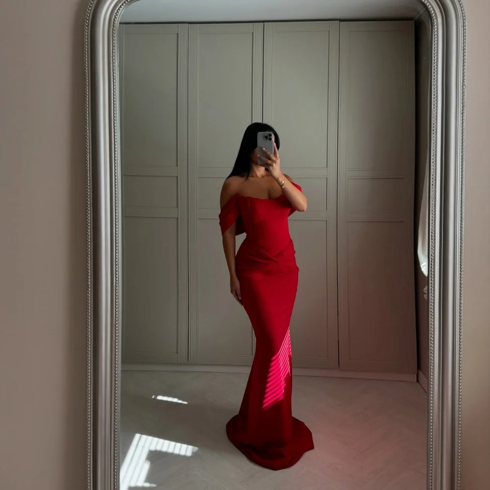 Bella Customized Red Mermaid Off the Shoulder robes de soirée Four-Way Stretch Evening Dresses Strapless Prom Wedding Dress 2024