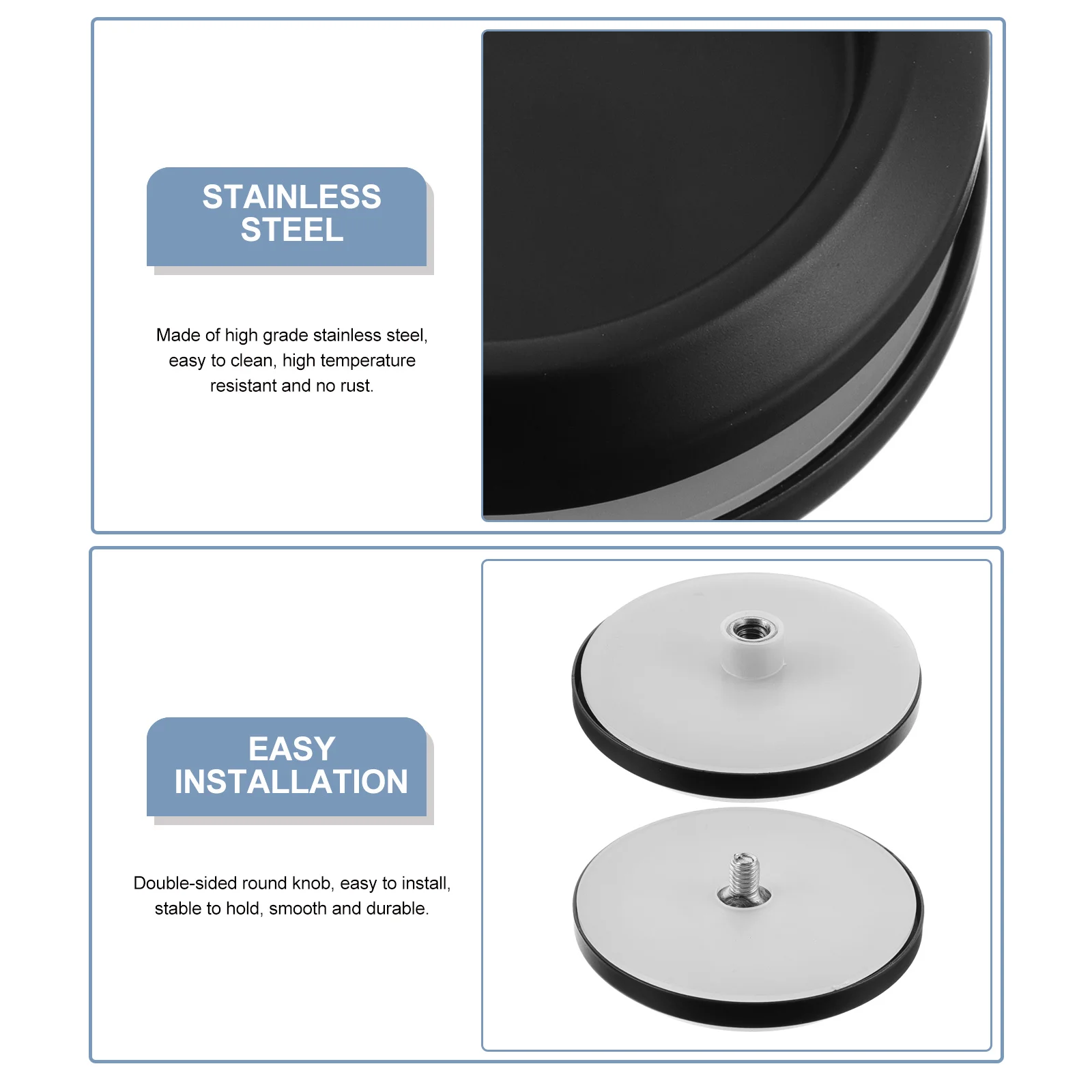 2 قطعة مقبض باب زجاجي منزلق من الفولاذ المقاوم للصدأ سحب دائري بدون صدأ سهل التركيب للأبواب الداخلية والحمام #6