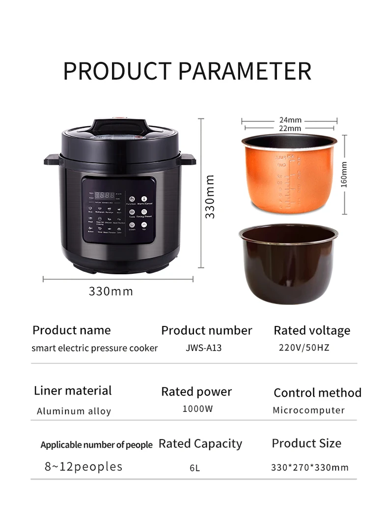 Wholesale High Quality Luxury Electric Pressure Cooker 5L 6L 8L Large Digital High Pressure Pot Cooker With Touch Panel