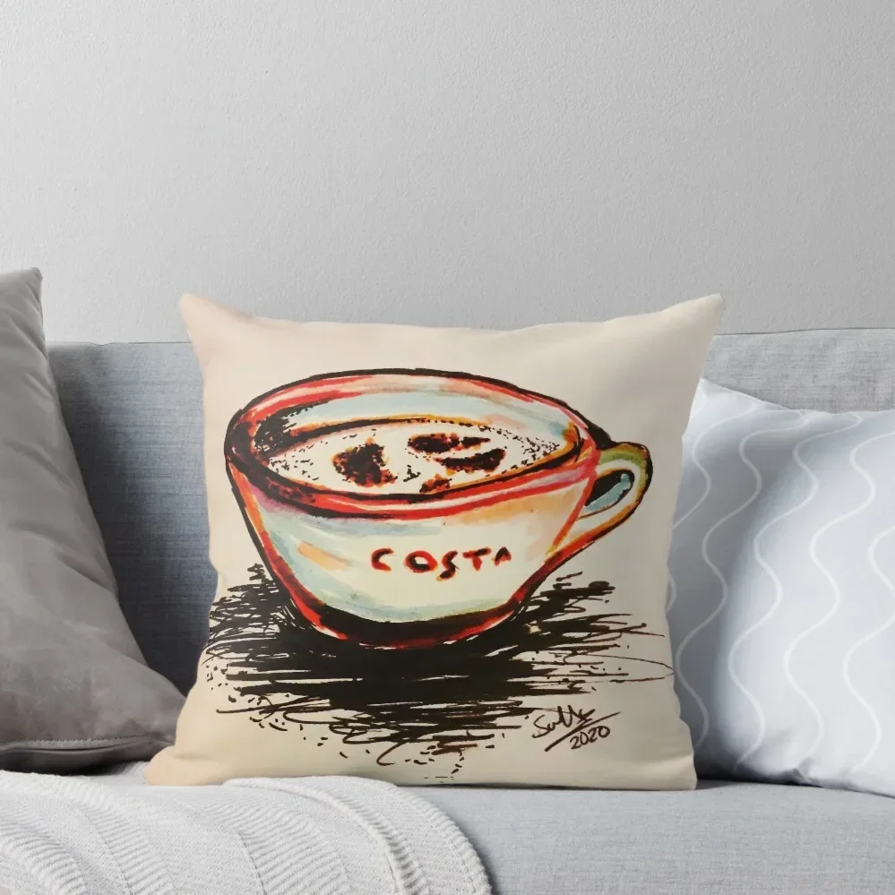 Cappuccino at Costa. Bliss. Throw Pillow Christmas Covers For Cushions luxury home accessories Sofas Covers Pillow