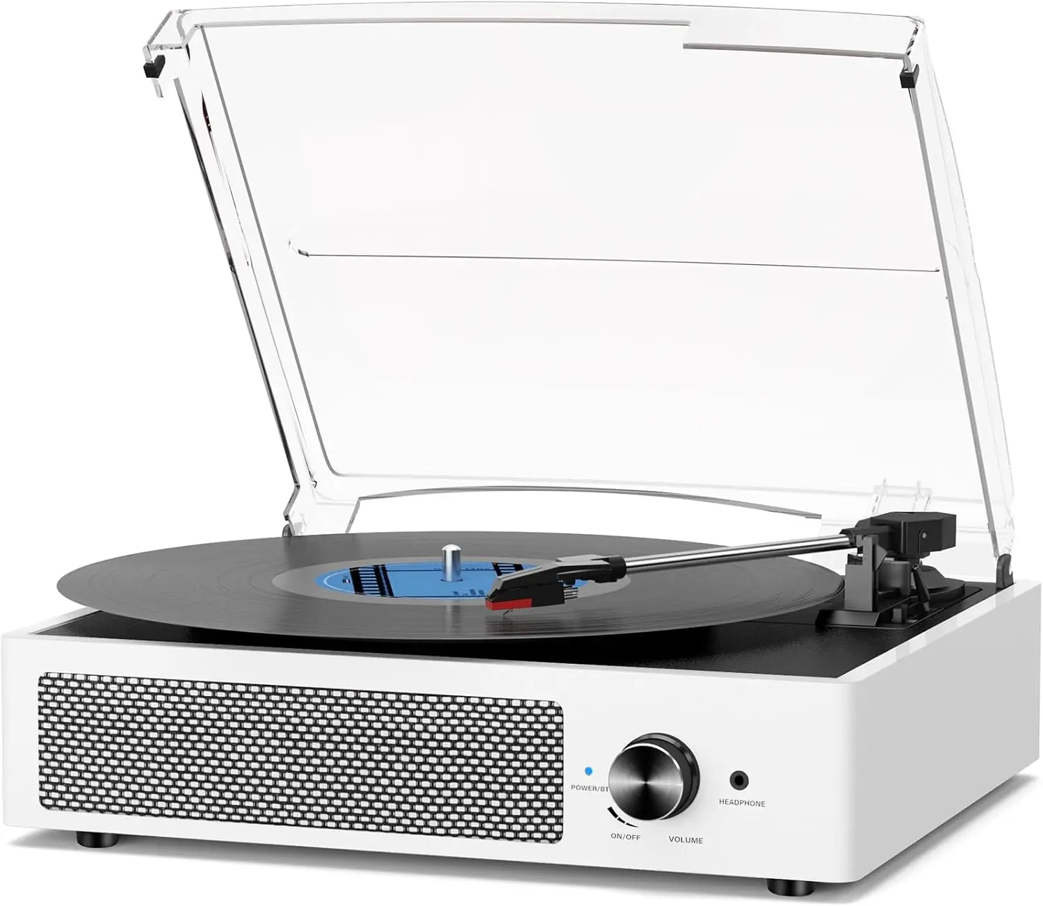 

Vintage Belt-Driven Turntable with Bluetooth, Speakers, 3 Speeds, Wireless Playback, AUX-in, RCA Out