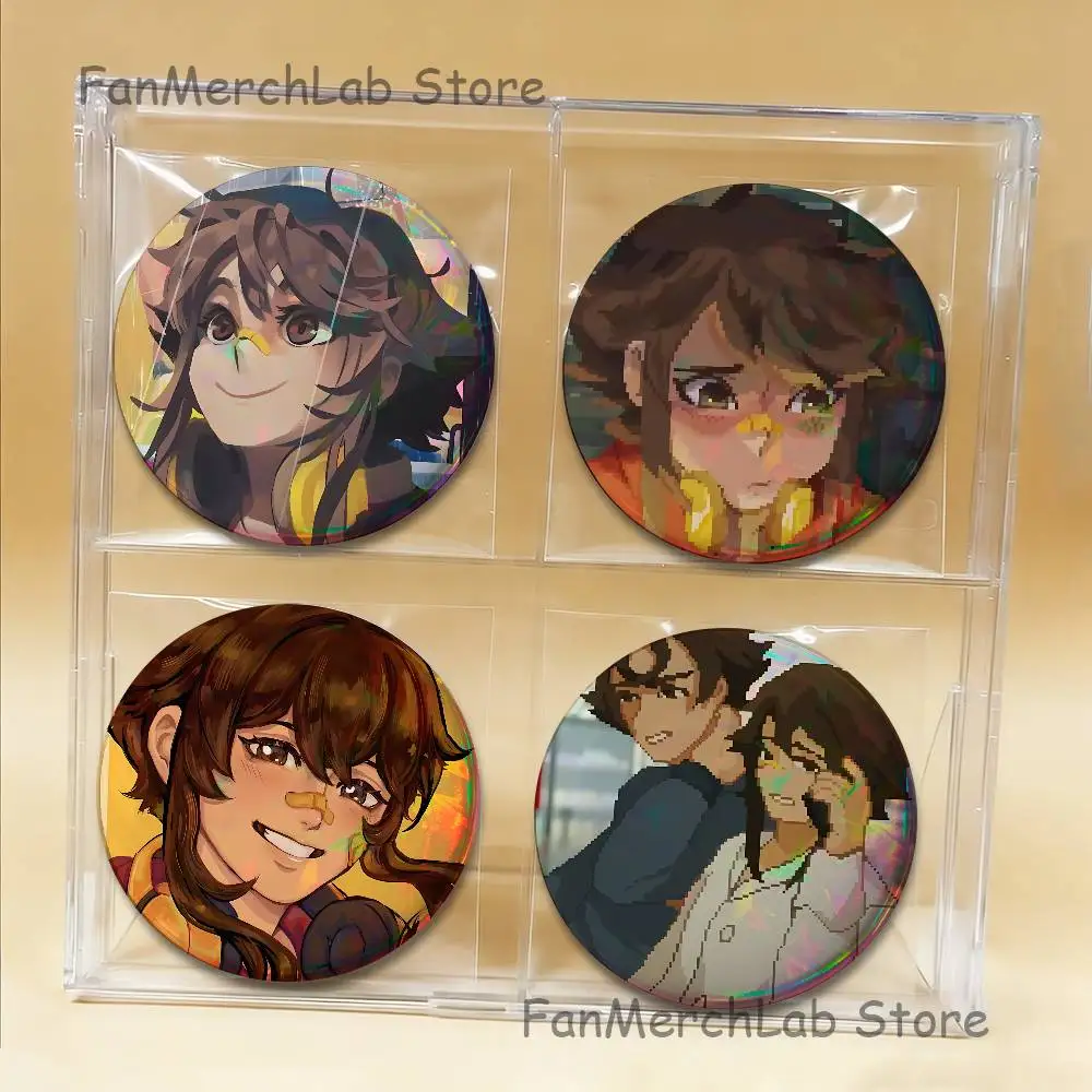 U-Until T-Then Cathy Custom Reflective Pin Tinplate Round Brooch Cartoon Cosplay Badges for Bag Hat Toys Gifts