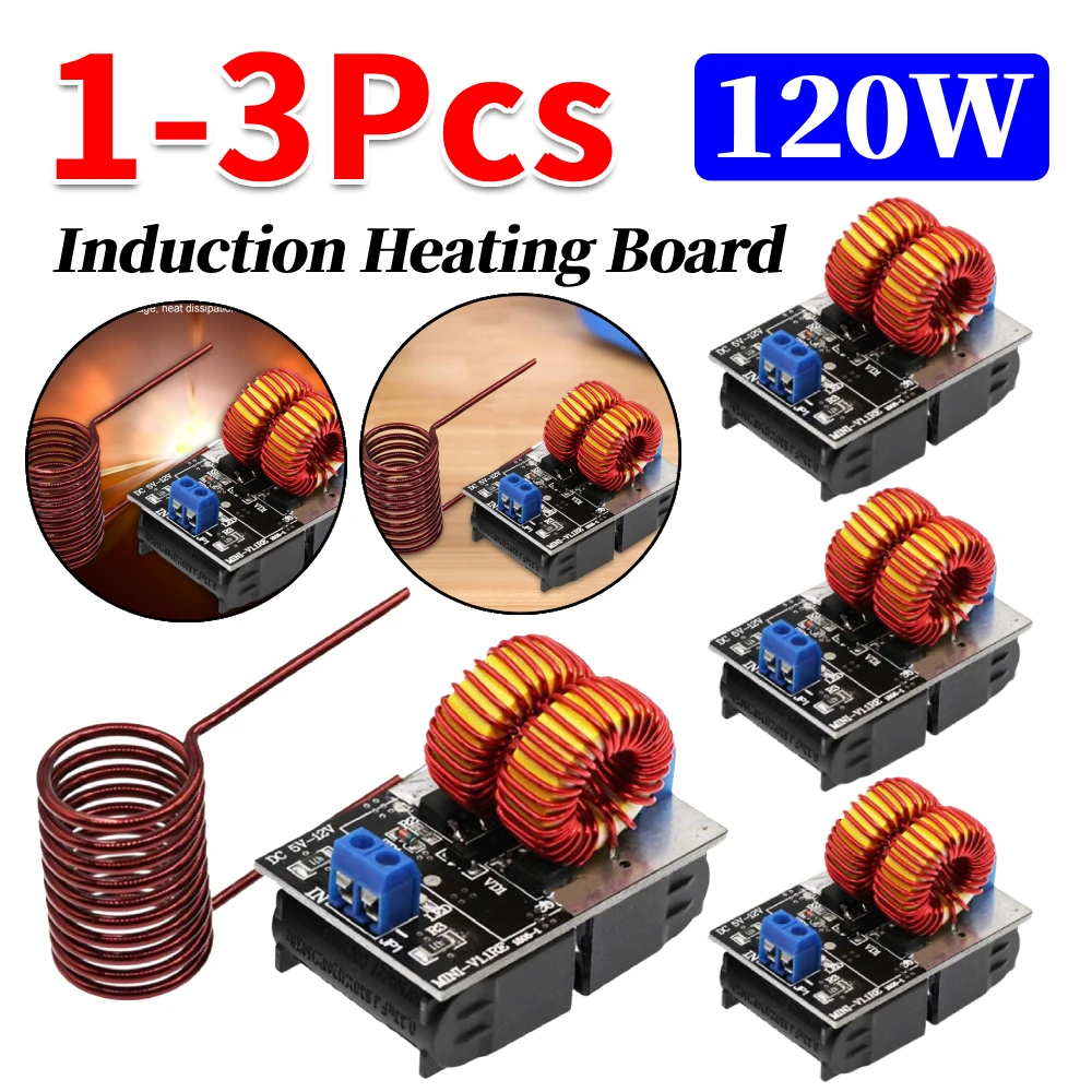 1-5Pcs 120W Mini ZVS Induction Heating Board DC 5-12.0V Input Voltage ZVS Heating Machine High Frequency Power Supply Module