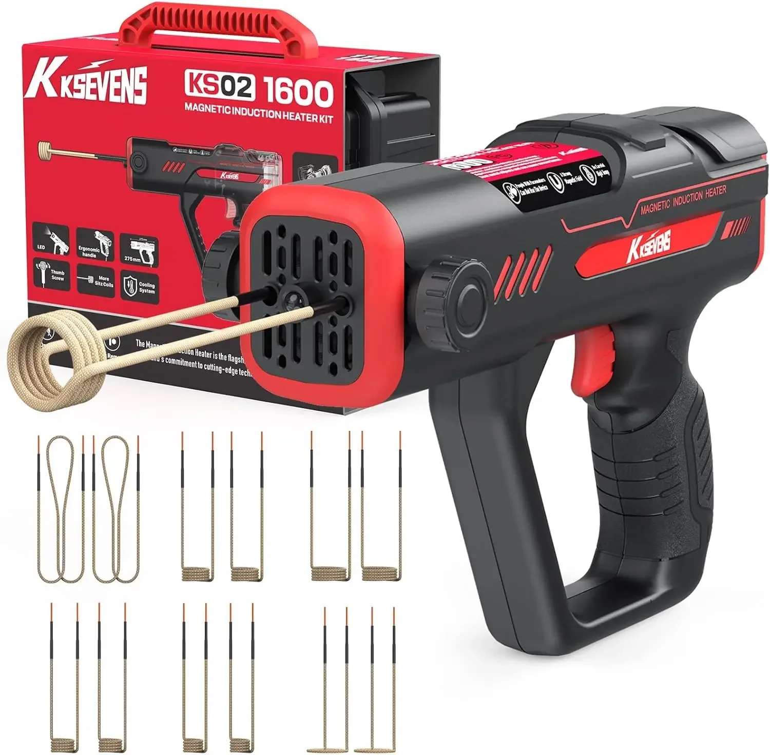 

Индукционный нагреватель для удаления болтов, 1600 Вт, 110 В, ручной индукционный нагреватель с 12 катушками для снятия заржавевших винтов, красный