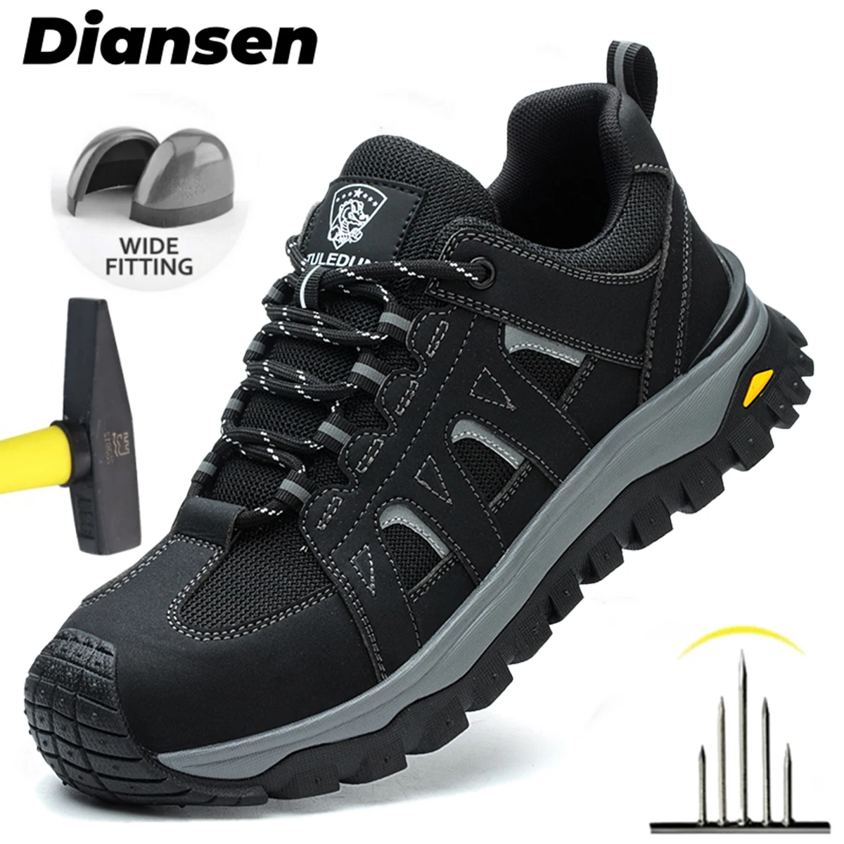 Steel Toe Safety Shoes For Men Work Safety Boots Lightweight Breathable Comfortable Sneakers Men Boots Slip-resistant Work Shoes