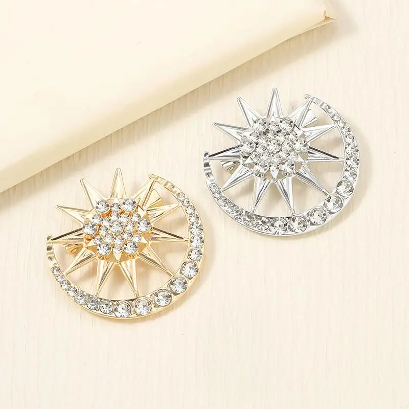 Muslim Star Moon Brooch Universal Alloy Brooch Trendy And All-match Clothes Backpack Scarf Accessories Brooches 1PC