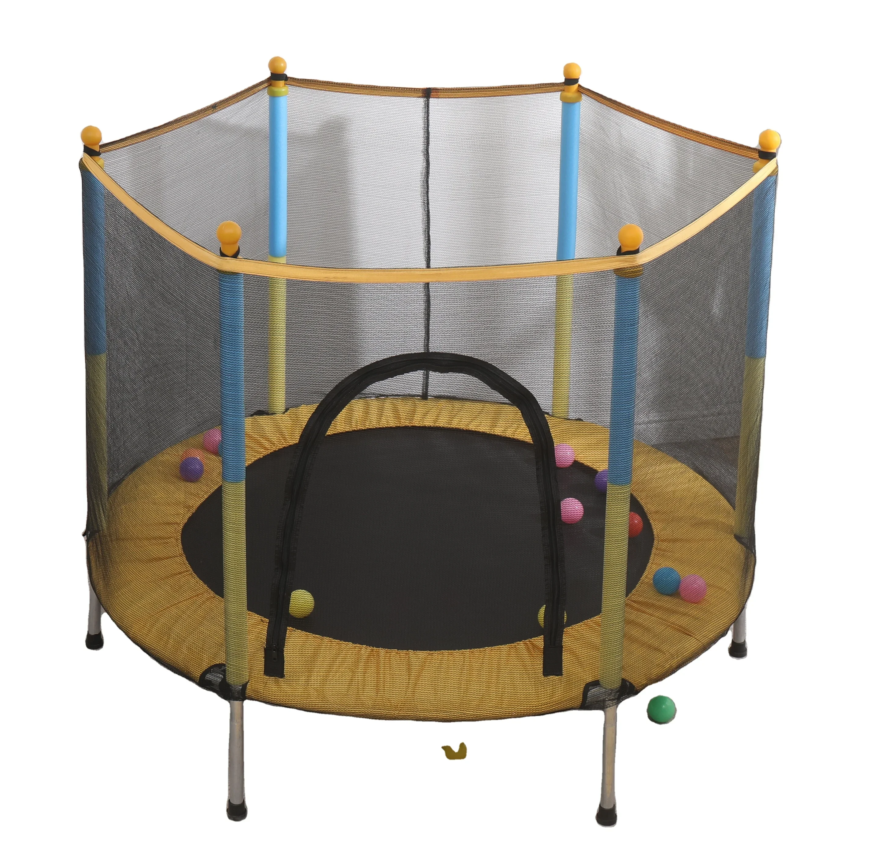 Kids indoor playground items round  mini trampoline with net