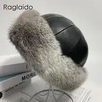 bunny hat women winter fluffy warm rabbit fur beanie hat men women leather caps real fur outdoor snow hat - Image 3