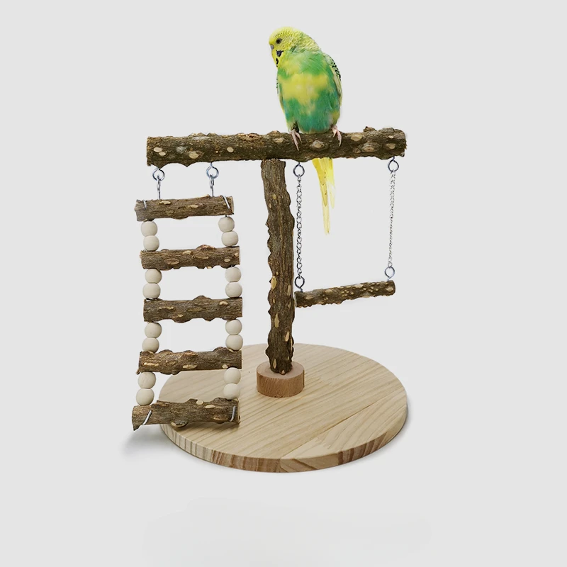 Phoenix Peony Parrot Bird Desktop Interactive Solid Wood Head Pepper Wood Multi layer Station Stand Tree Branch Special Toy