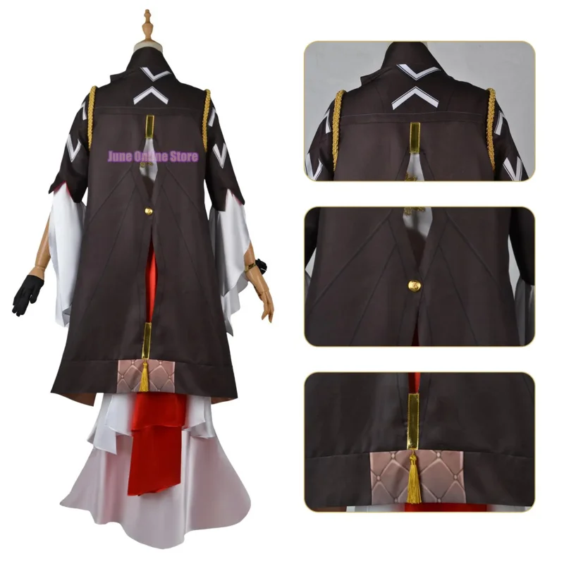 AIAI 2025Honkai Star Rail Game Honkai Himeko Cosplay Costume Sexy Evening Dress For Woman Red Buckle Cospaly Wig