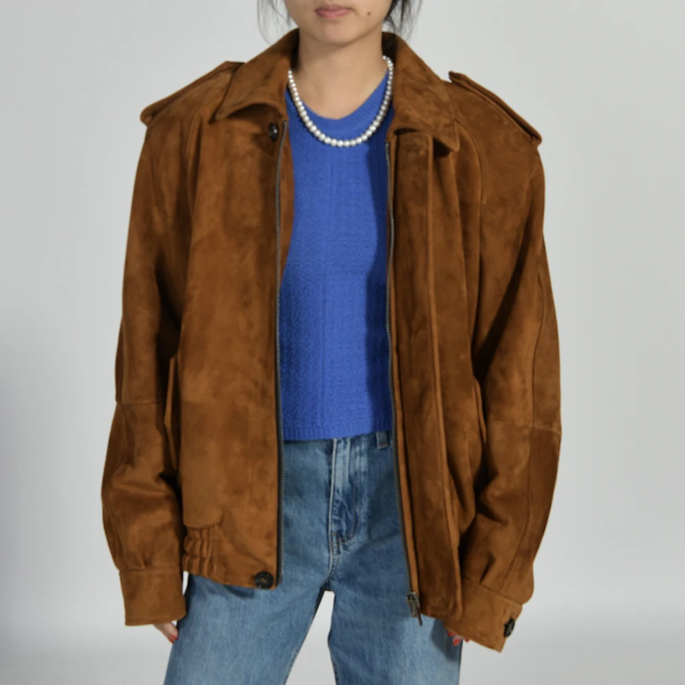 Jaxmonoy Damen-Jacke aus echtem Schaffell, Damenmode, echtes Wildleder, Ledermäntel, Winter, volle Ärmel, Oberbekleidung, 2025, Neuankömmling