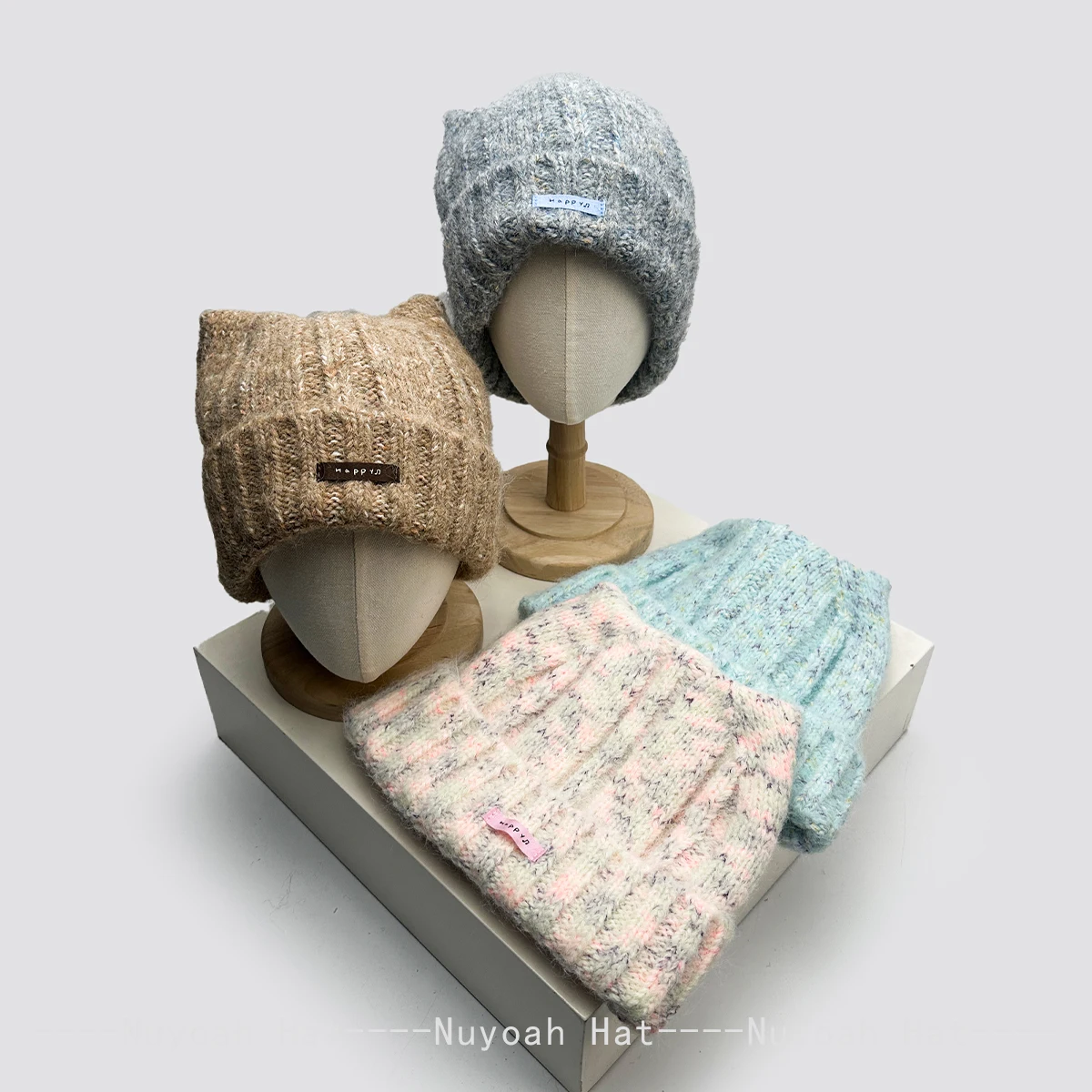 New Women Korean Cute Cat's Ears Letters Color Dots Knitted Hats Warm Casual Fashion Sweet Beanies Outdoor Versatile Niche Ins