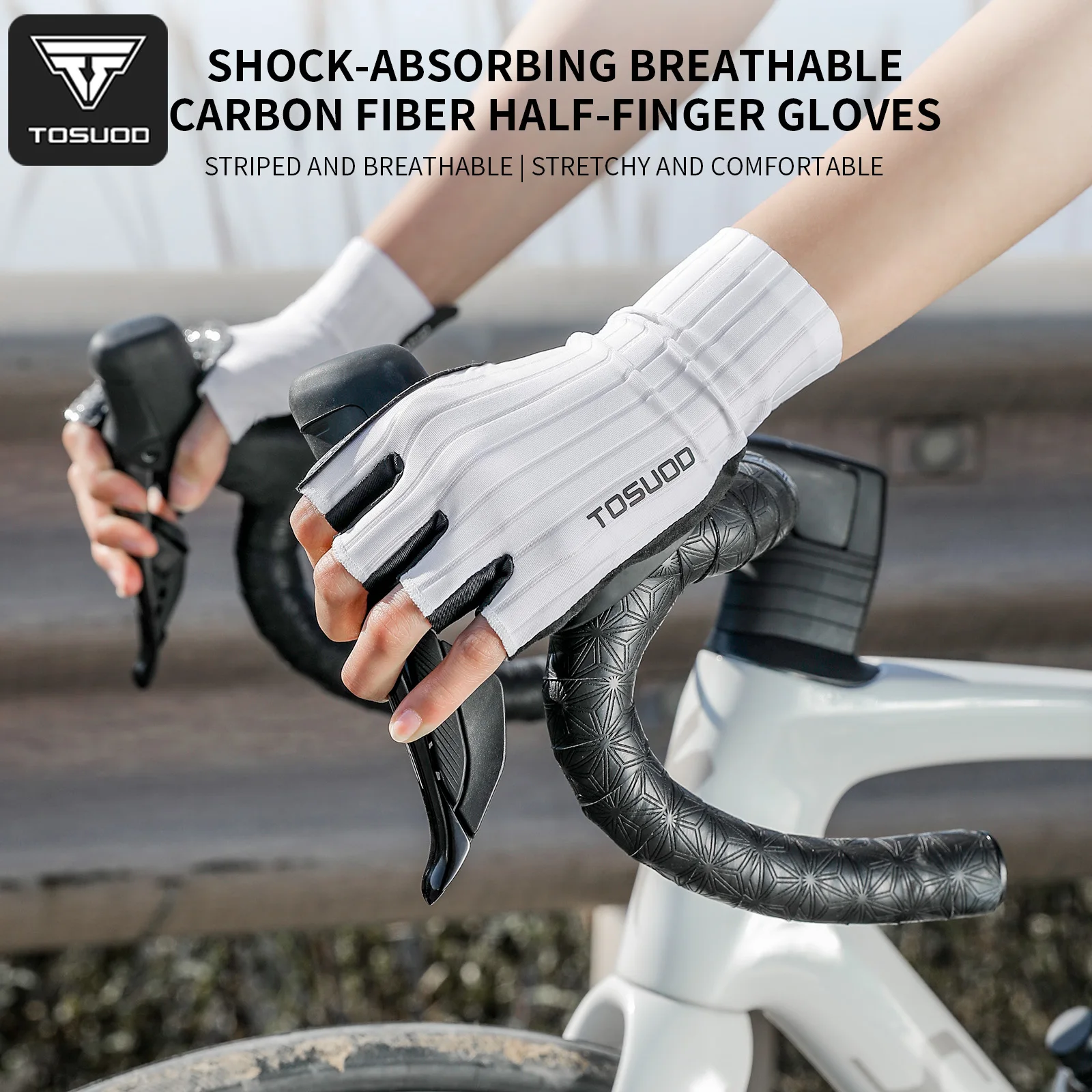 TOSUOD Fahrradhandschuhe, mit Silikon gepolsterte, stoßdämpfende Handschuhe, rutschfeste Eisseidenhandschuhe für Männer und Frauen mit verlängertem Handgelenkschutz
