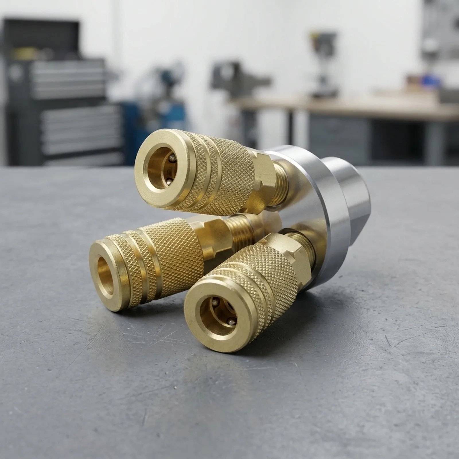 1/4 NPT Quick Connect Fitting for Pneumatic Tools Featuring Three Way Air Distribution and Aluminum Iron Integrity