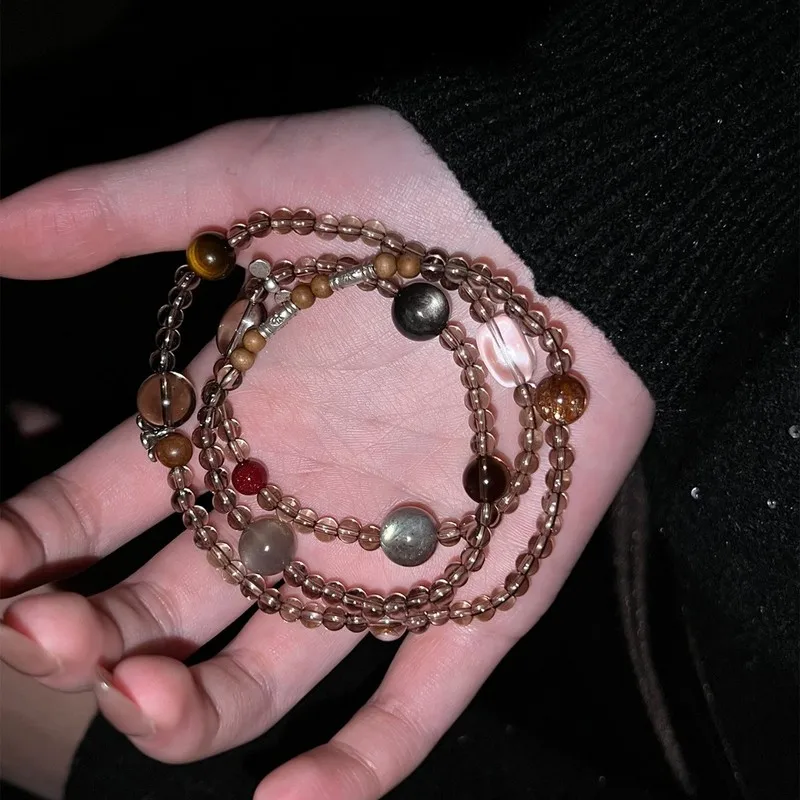 Three-Circle Tea S925 Silver Lao Shan Sandalwood Design Bracelet