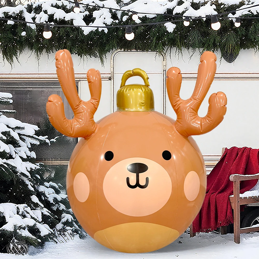 1pc Aufblasbare Geweih Weihnachten Ball PVC Riesen Ball Weihnachten Weihnachten Baum Dekoration Weihnachten Geschenk – Detail 7