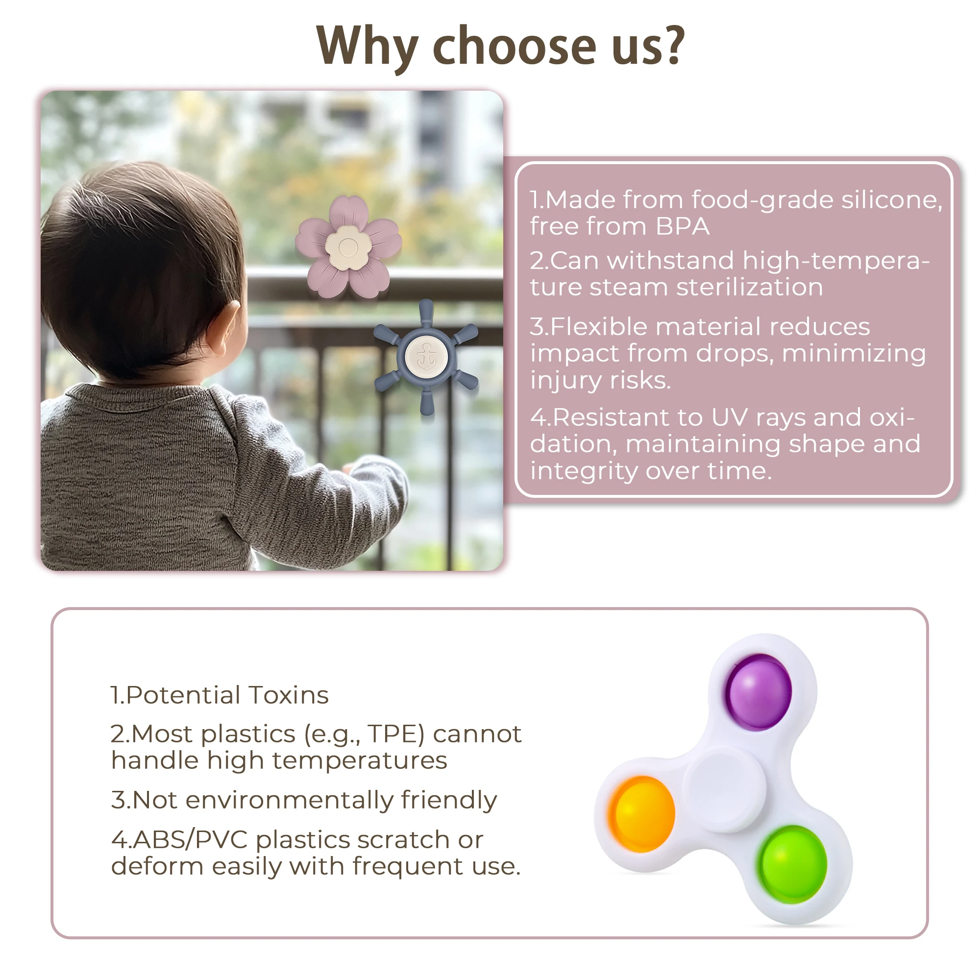 Baby Bath Silicone Toys Funny Bathing Sucker Spinner Suction Cup Cartoon Rattles Fidget Educational Toys Christmas Birthday Gift