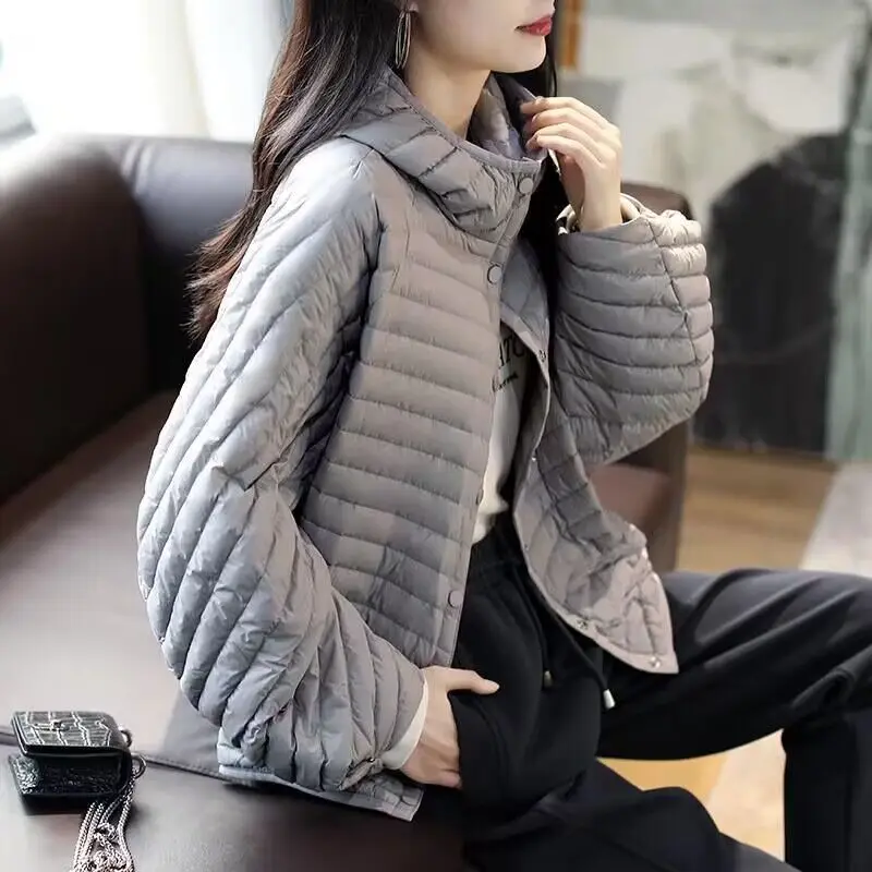 2023 Autumn/Winter New Lightweight Autumn/Winter Jacket Women\'s Fashion Lightweight Hooded Loose Parker Down Cotton Coat Women\'s