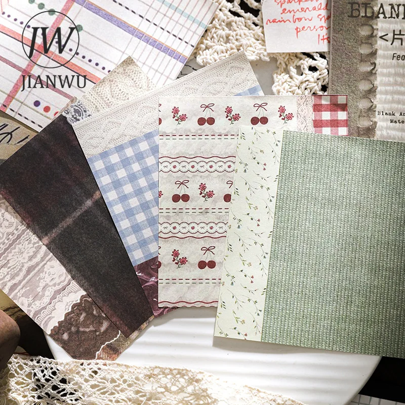 

JIANWU Blank Anchor Series Vintage Lace Pattern Landscape Collage Scrapbooking Material Book Creative Junk Journal Stationery