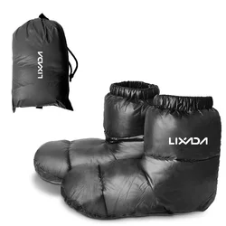 Lixada Camping Down Slippers Winter Down Booties Ultralight Waterproof Outdoor Warm Socks Slippers for for Camping Hiking Indoor