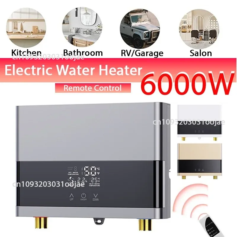 110V 220V Instant Water Heater Bathroom Kitchen Wall Mounted Electric Water Heater LCD Temperature Display with Remote Control