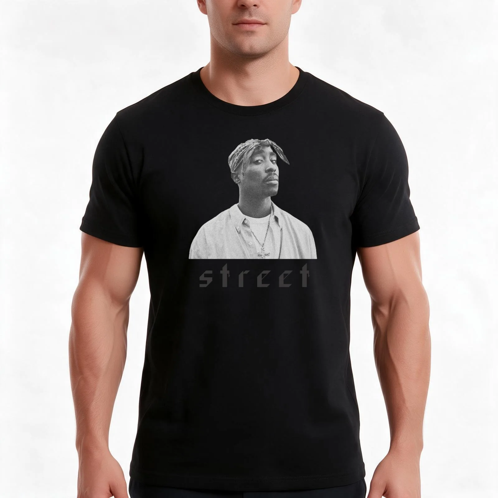 2pac mentality street T-Shirt, Summer Casual Cotton Tee, Oversized Streetwear Tops, Vintage Graphic Print, Unisex Men Women