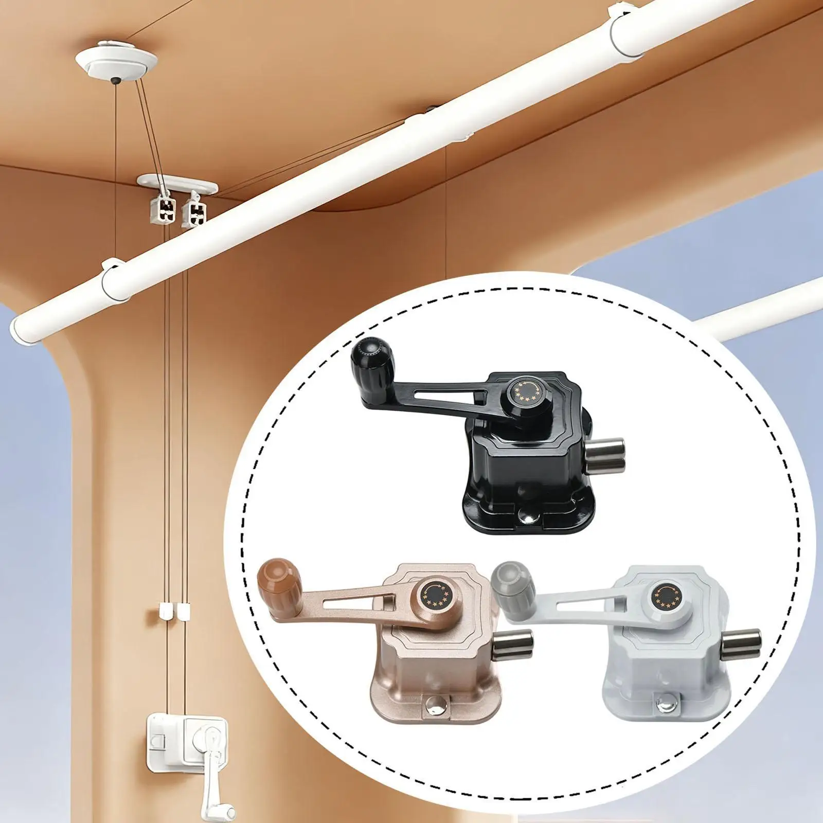 Clothes Rack Hand Crank Aluminum Alloy Lifting Part Compatible with Dryer Folding Hanger for Indoor Home Laundry