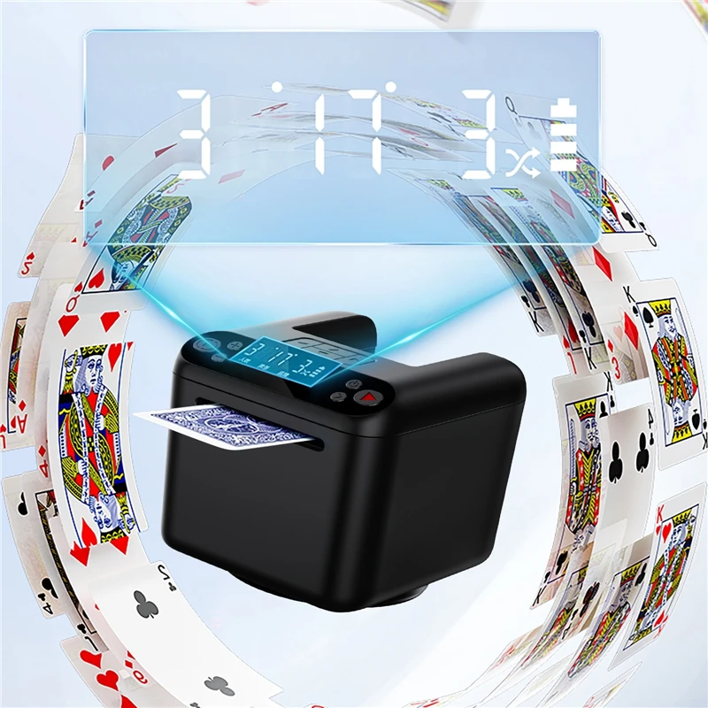 3 Decks Poker Playing Card Dealing Machine 360° Rotating Automatic Card Dealer Smart Dispenser Rechargeable 5000mAh