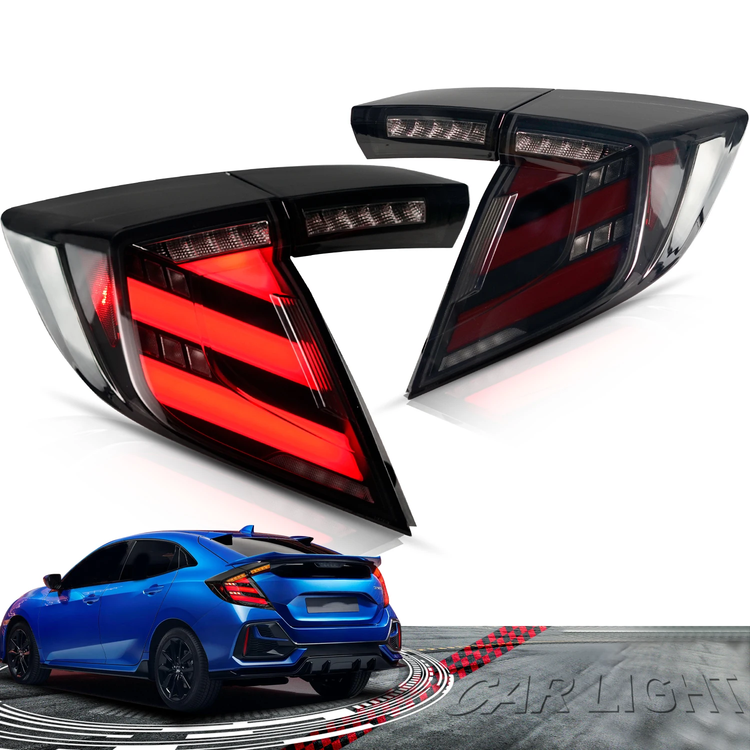 

RTS LED Taillights assembly For 10th Gen Civic Hatchback Car Rear light with Dynamic Flowing Lights For Civic Fk7 Fk8 Fk4