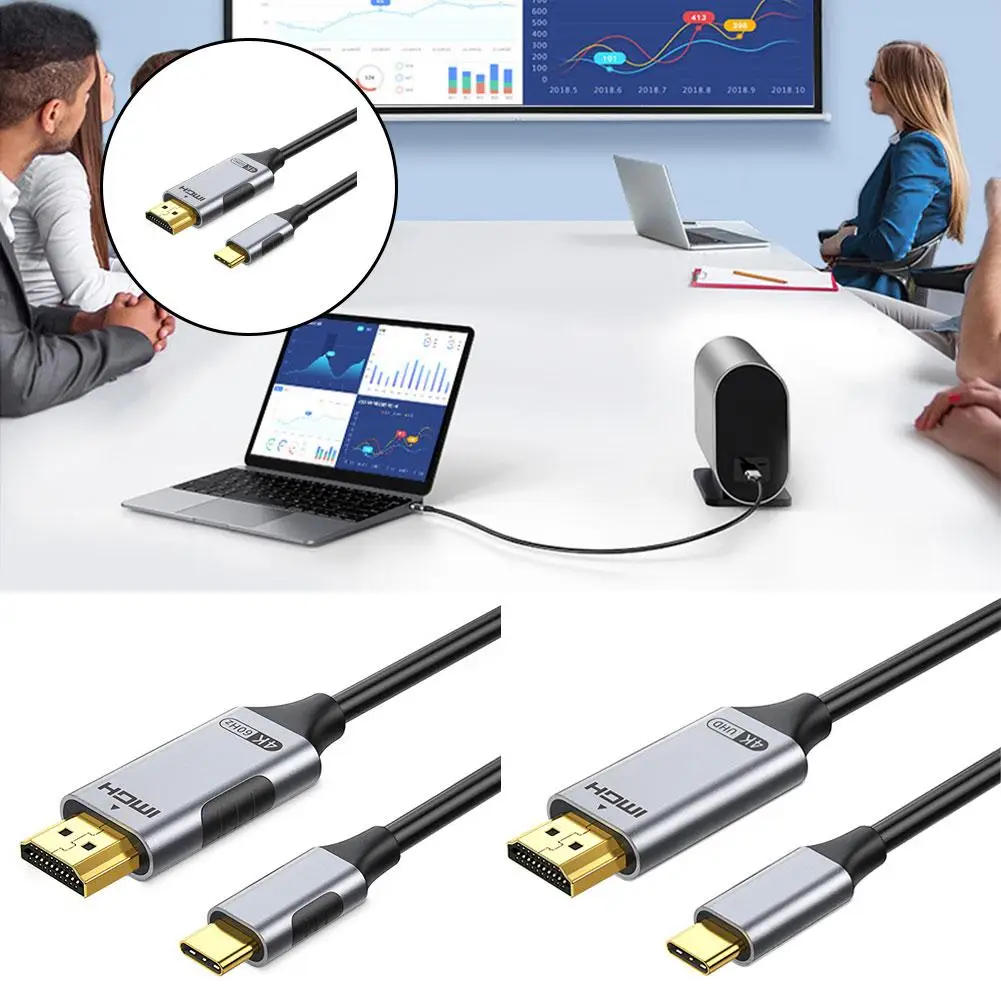 Type-C To HDMI Compatible High-definition Cable 4K30HZ/4K60HZ For Android Flat-panel TV Monitor Projector Cast Same-screen Y4J5