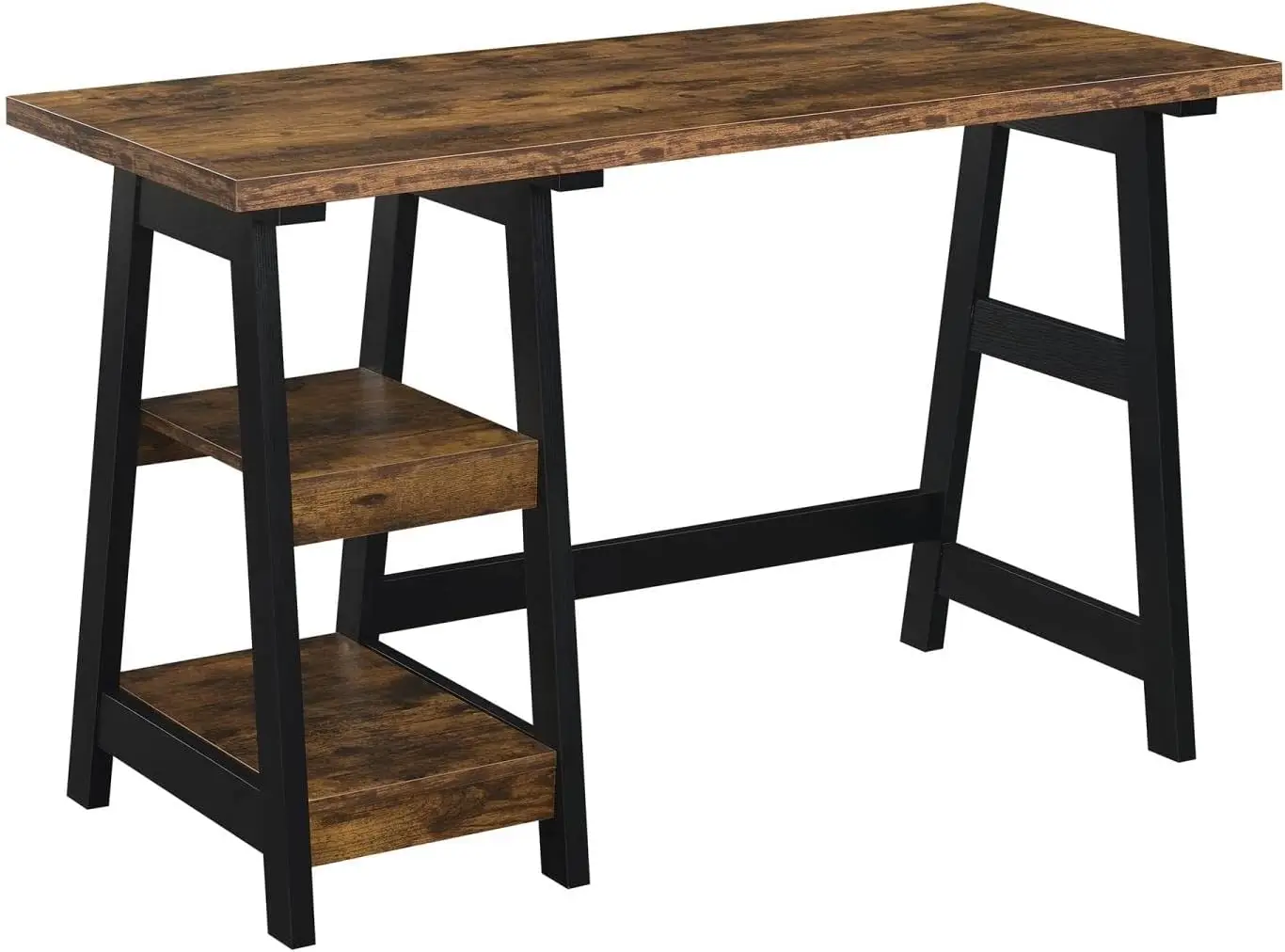 

Trestle Desk with Shelves, 47", Barnwood /Black