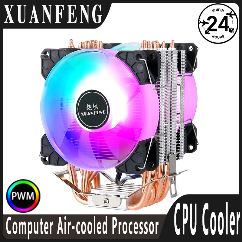 XUANFENG 90mm Fan Air-Cooler Cpu Cooler Compatible LGA2011 x79 x99 2066 115x 1200 1700 18xx AM3 AM4 AMD 4Pin/PWM 2/4/6 Heat Pipe