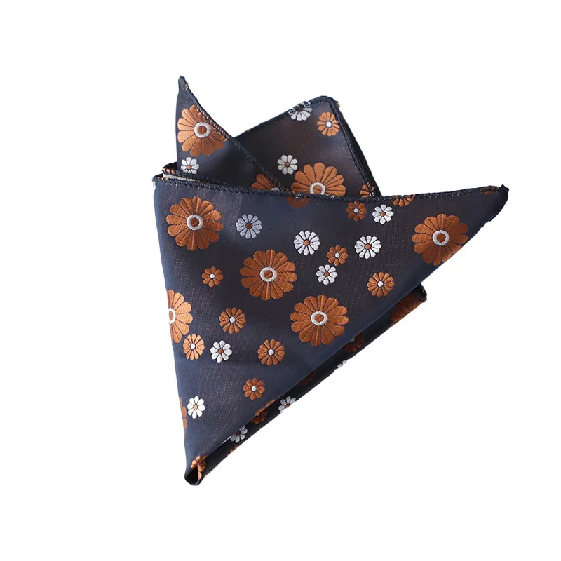 2025 British Dots Brown Pocket Square Suit Formal Silk Handkerchief Men\'s Paisley Floral Chest Scarf Towel Wedding Party Hanky