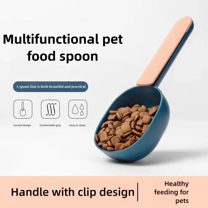 

Multifunctional Pet Spoon Thickened Large Dog Food Rice Scoop With Sealing Clip Pet Supplies Grain Scooper Practical Design