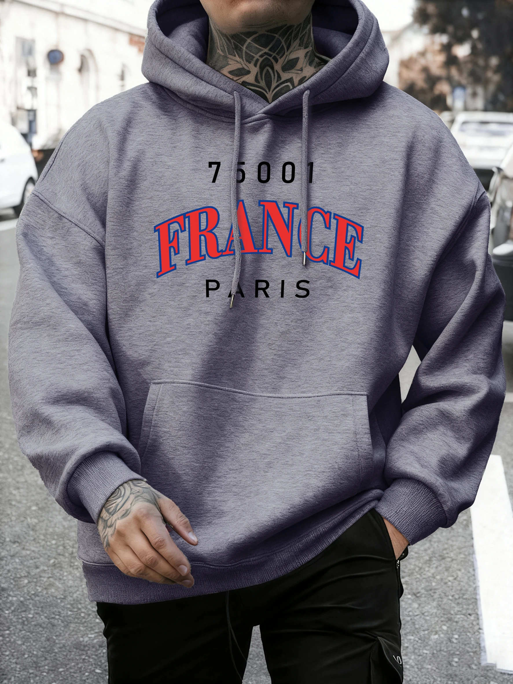 

Франция Париж с буквенным узором Мужская уличная толстовка с капюшоном Повседневная мягкая одежда Свободные ретро-футболки унисекс с длинными рукавами Осенние флисовые базовые футболки