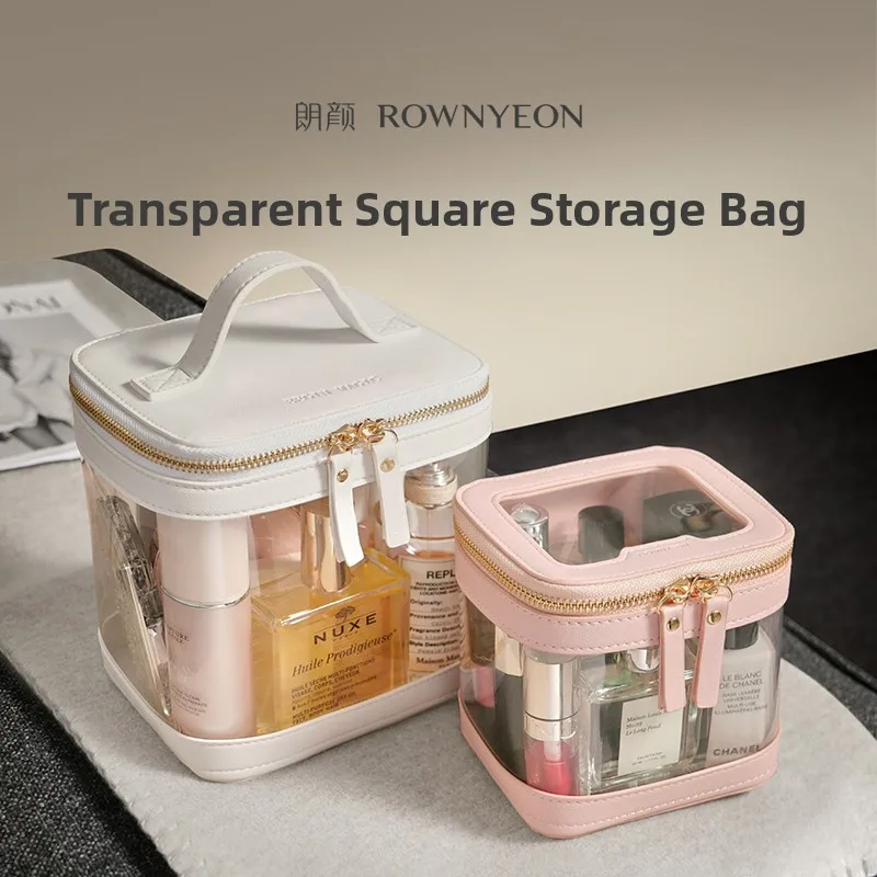 

Прозрачная портативная водонепроницаемая косметичка Rownyeon большой вместимости для путешествий, органайзер для туалетных принадлежностей, стильный косметический мешочек