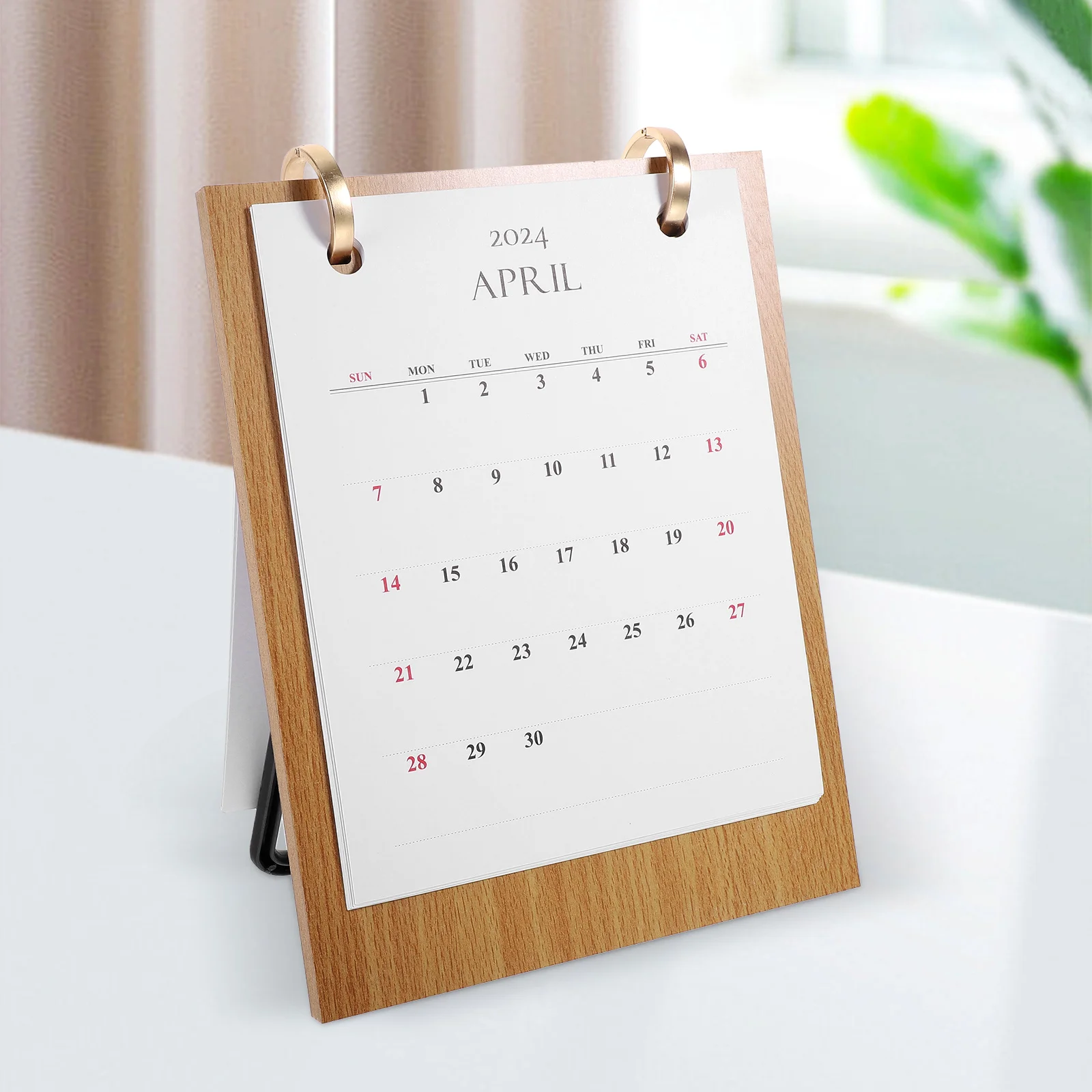 Decor Desk Desktop Calendar Paper Monthly Planner Schedule Calendar With Wooden Stand For Home Office