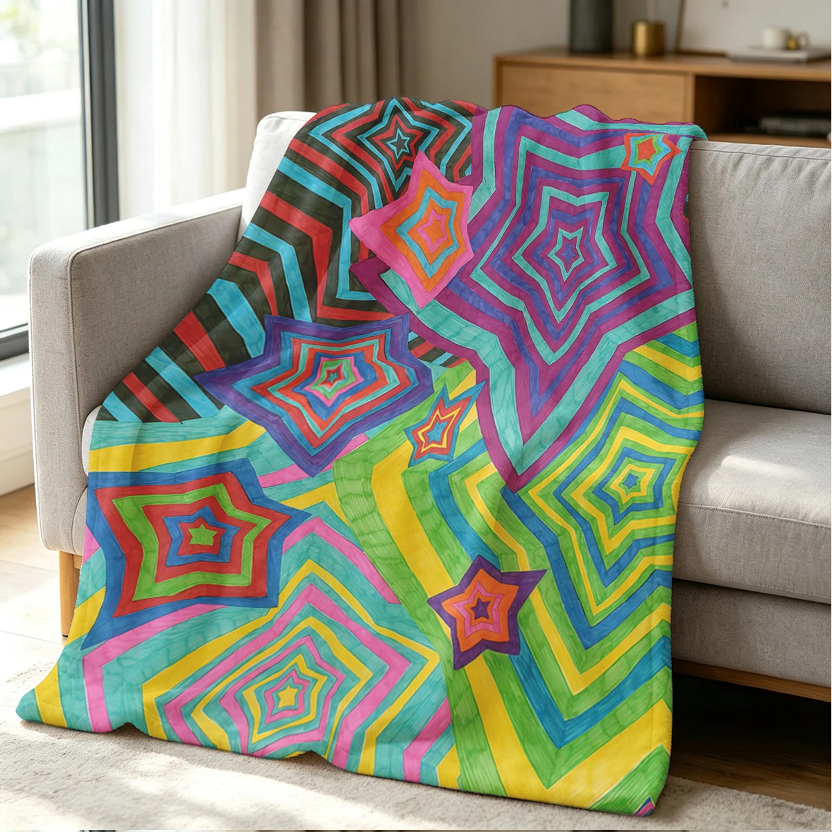 Star Burst Blanket Soft Cozy Throw for Sofa Bed Festive Holiday Decor Gift for Kids and Adults,Lightweight and Warm