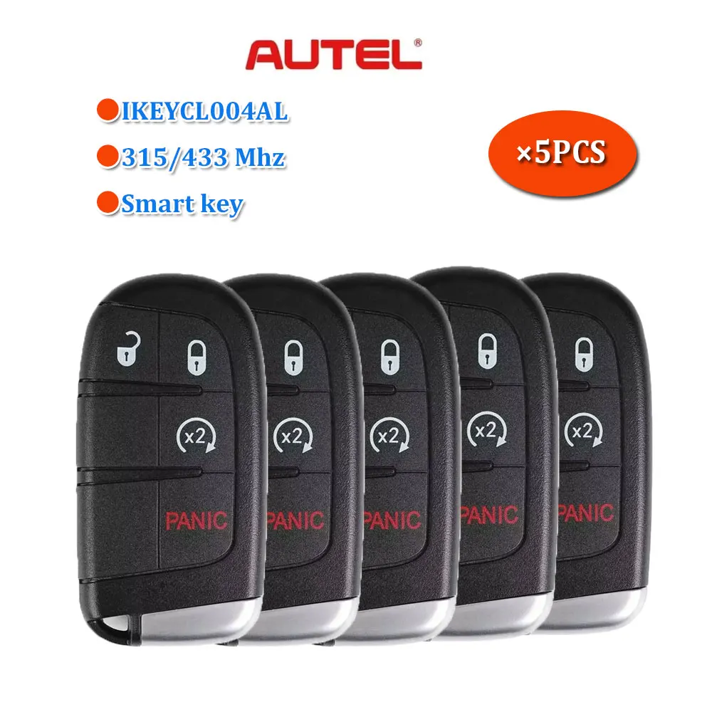 

Универсальный смарт-ключ Autel, 5 шт., IKEYCL004AL, автомобильный дистанционный ключ, 4 кнопки для Chrysler, автомобильный смарт-ключ для KM100 IM508 IM608