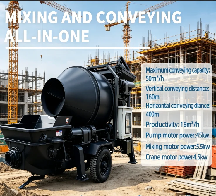 Trailer Mounted Diesel Integrated Feeding Mixer Pump for Rural House Tunnel Slope Protection Off-grid Construction