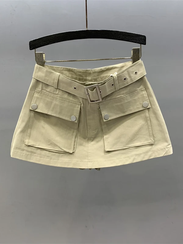 

High Waist A-Line Skirt Women's Summer 2025 New Sle Retro Casual Sweet Cool ket Work orts Skirt Korean Version